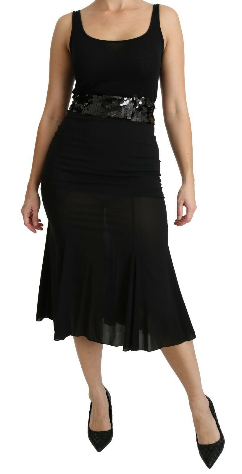 Dolce &amp; Gabbana Chic черна копринена пола с висока талия