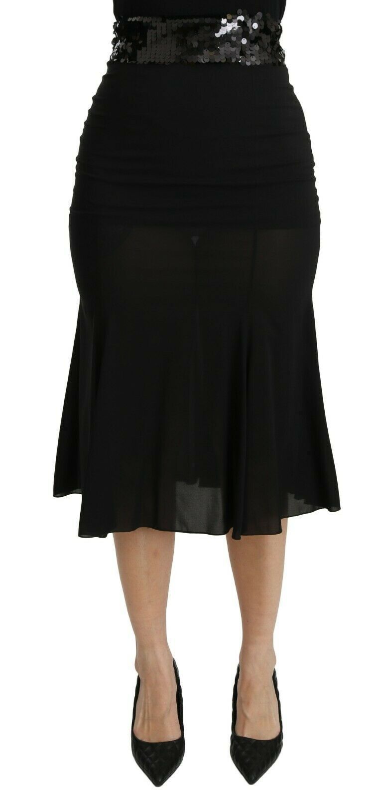 Dolce &amp; Gabbana Chic черна копринена пола с висока талия