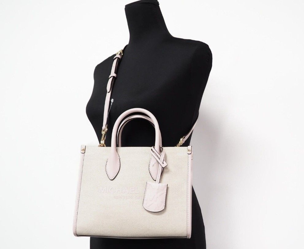 Дамска чанта Michael Kors Mirella Small Powder Blush Canvas Shopper Crossbody Purse