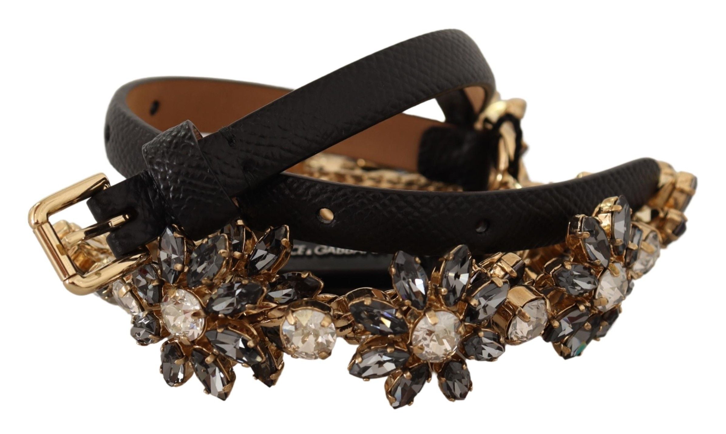 Dolce &amp; Gabbana елегантен кожен колан с верижка от кристали