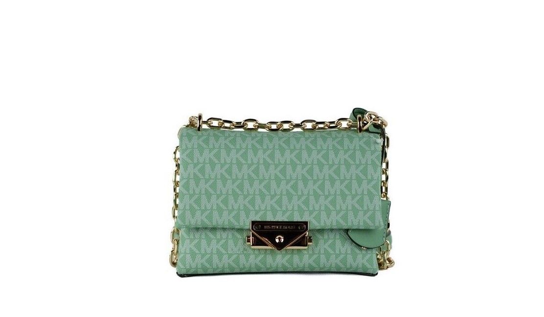 Michael Kors Cece Small Sea Green Signature PVC чанта през рамо с капак