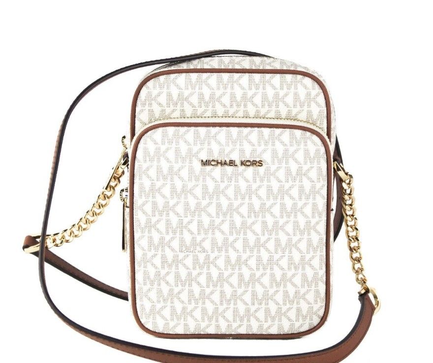 Дамска чанта Michael Kors Jet Set Medium Vanilla PVC North South Chain Crossbody Crossbody