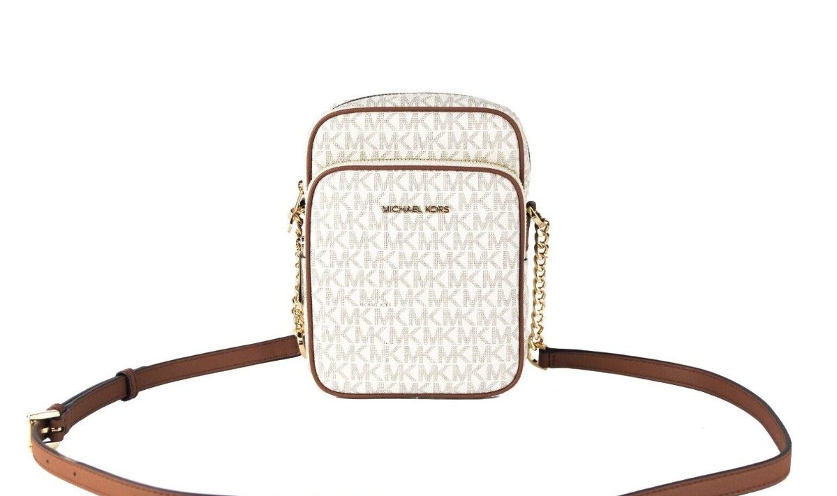 Дамска чанта Michael Kors Jet Set Medium Vanilla PVC North South Chain Crossbody Crossbody