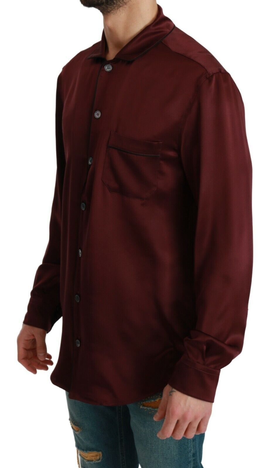 Риза, вдъхновена от копринена пижама Dolce &amp; Gabbana Bordeaux