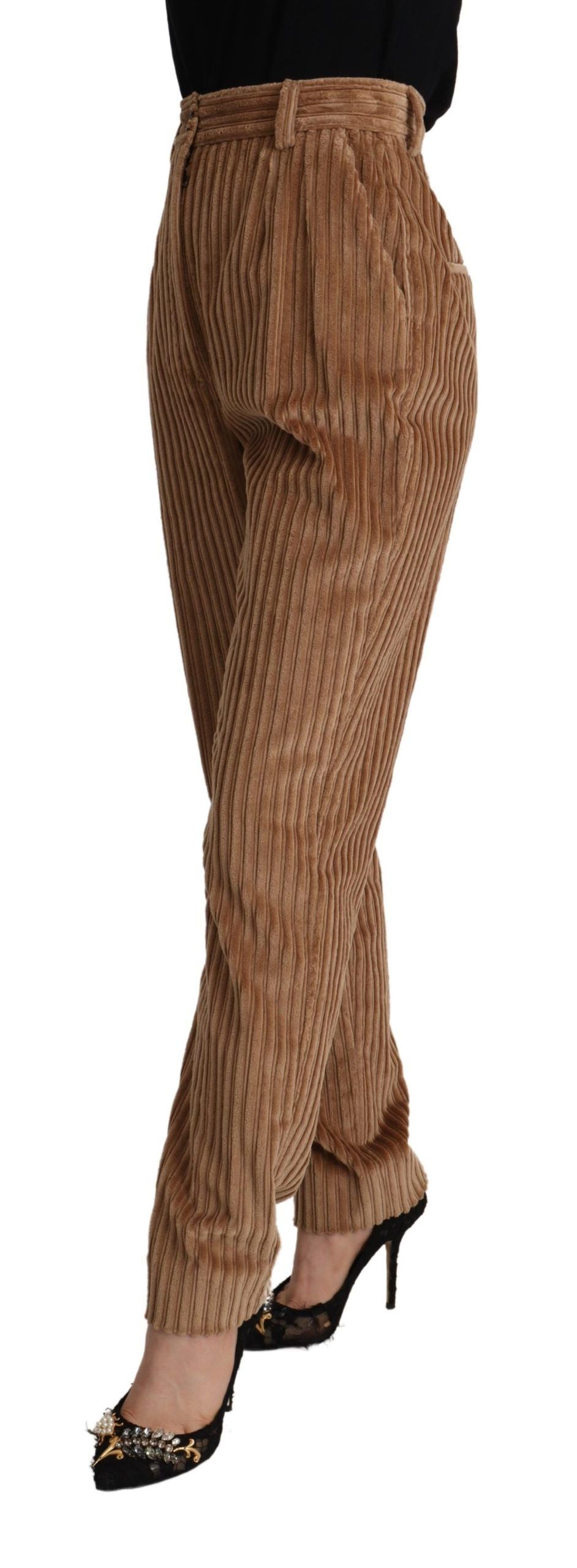 Dolce &amp; Gabbana Елегантни стеснени панталони от рипсено кадифе с висока талия