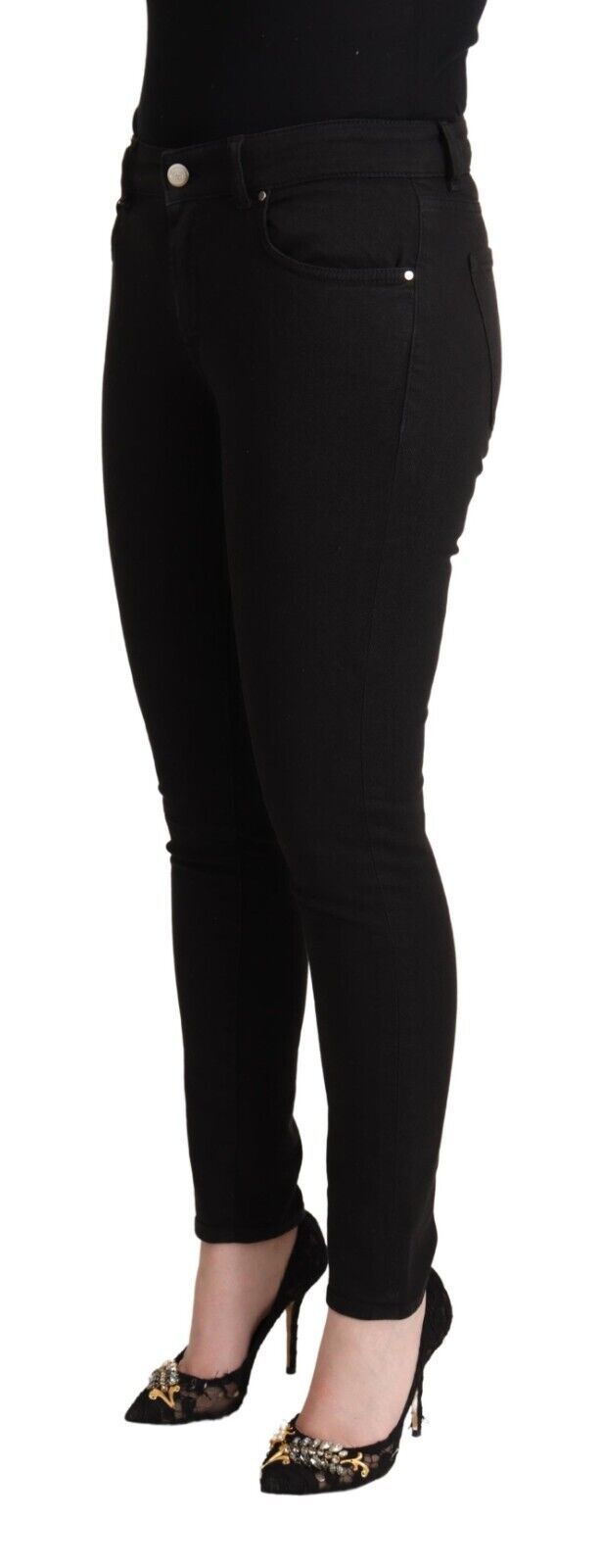 Dolce &amp; Gabbana Chic Slim Fit черни дънки от деним