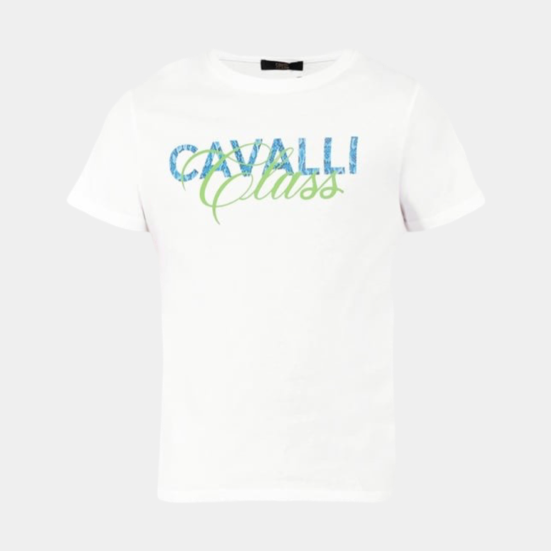 Мъжка бяла тениска Cavalli Class CLL2MTS03
