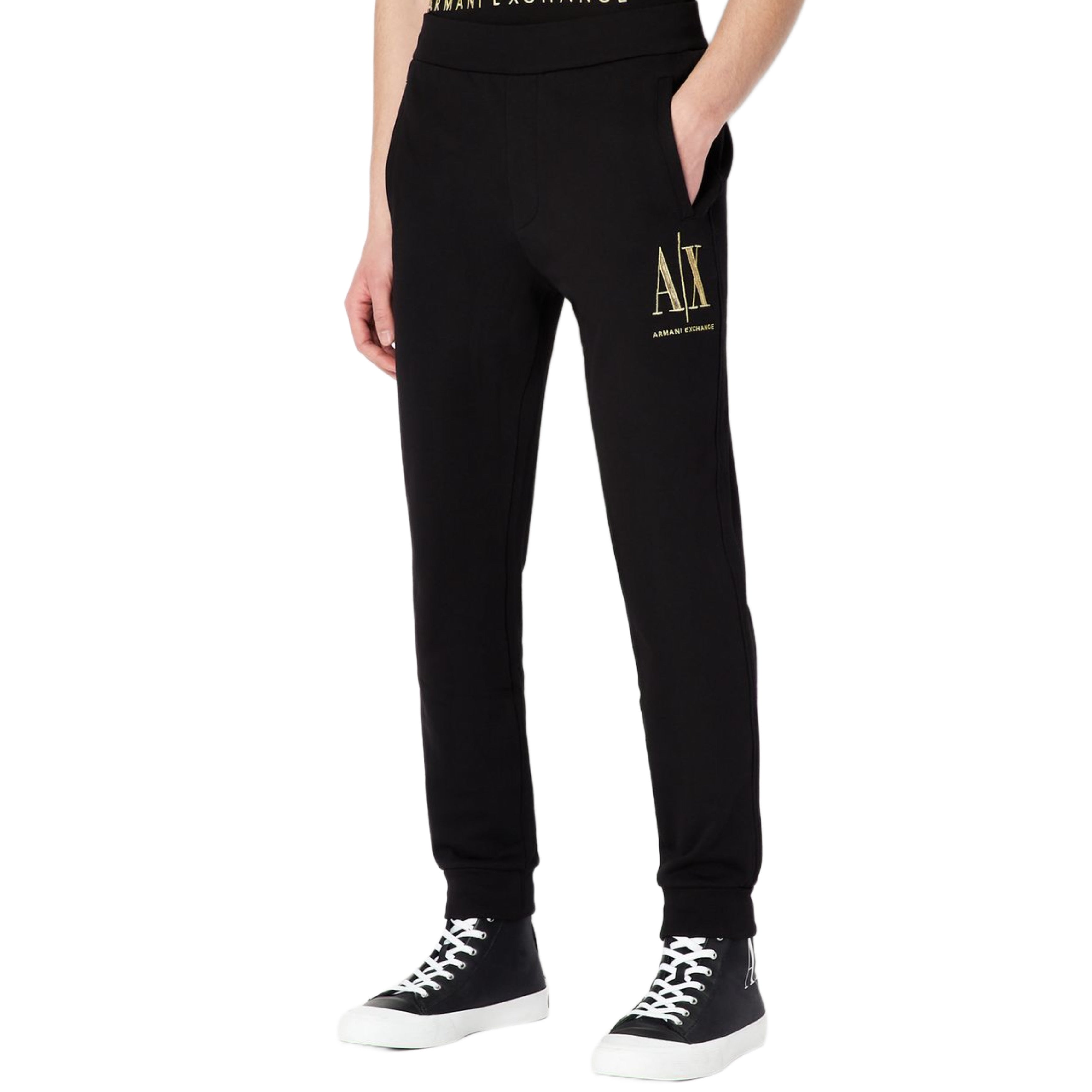Мъжко памучно долнище в черно Armani Exchange Men’s Sweatpants 8NZPPQ ZJ1ZZ 11200 Black