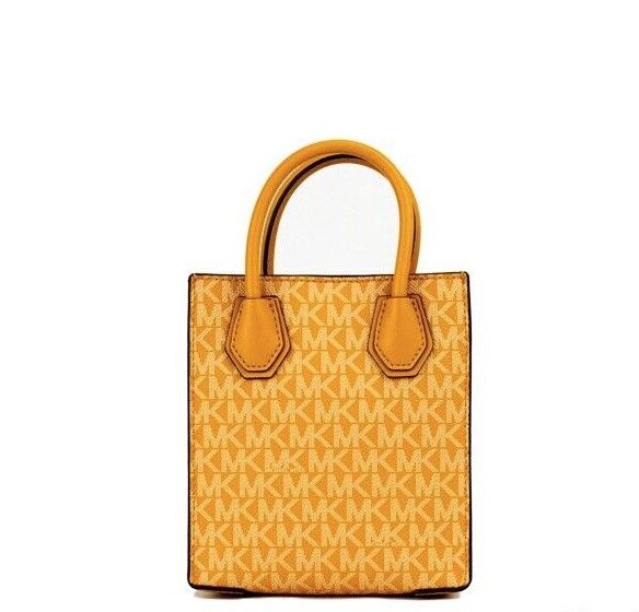 Michael Kors Mercer XS Honeycomb Gold Signature PVC чанта през рамо Север Юг