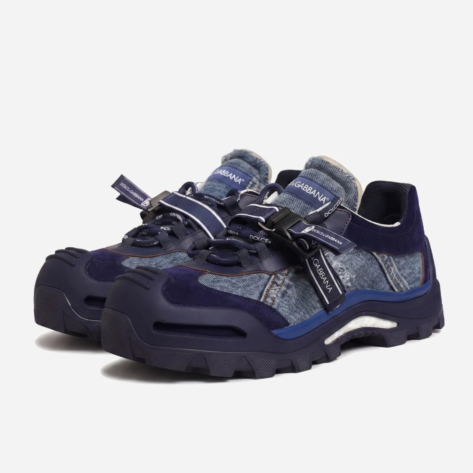 Dolce & Gabbana Airmaster Panelled Denim Sneakers Lateral View