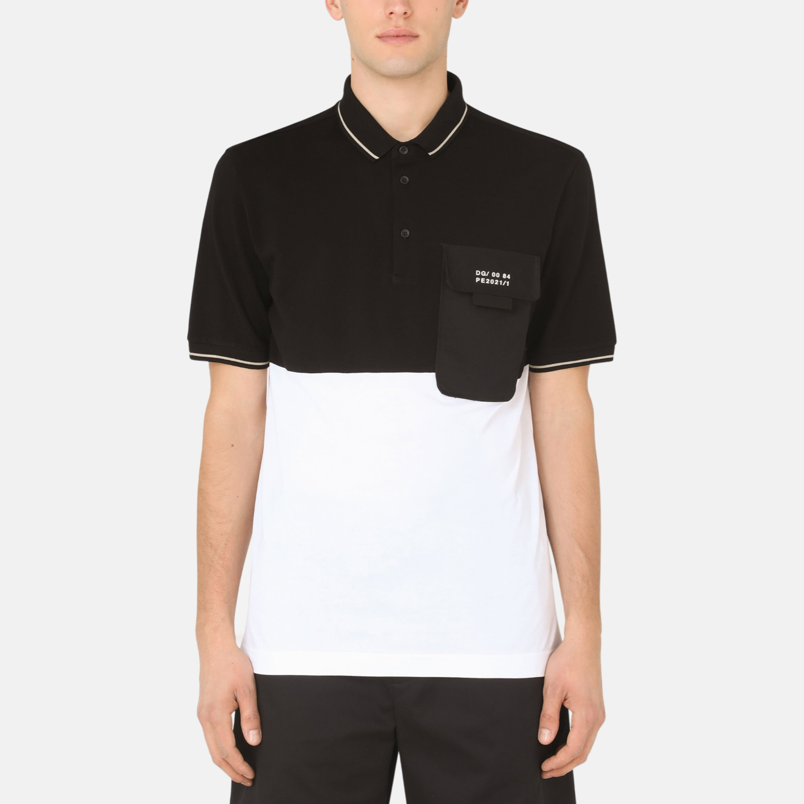 Мъжка поло тениска Dolce & Gabbana Two-Tone Logo Patch Men Polo