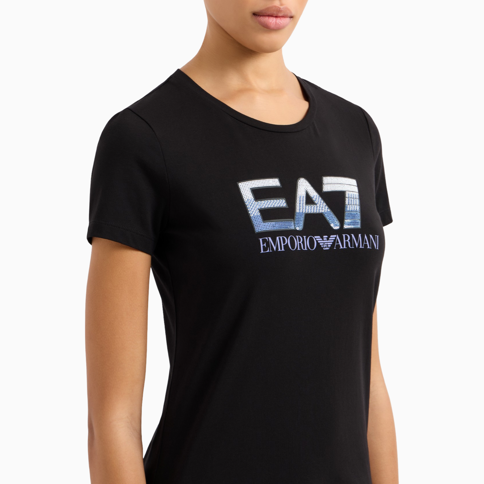 Дамска черна тениска EA7 Emporio Armani Women T-shirt 7W000183 AF10373 Close-Up