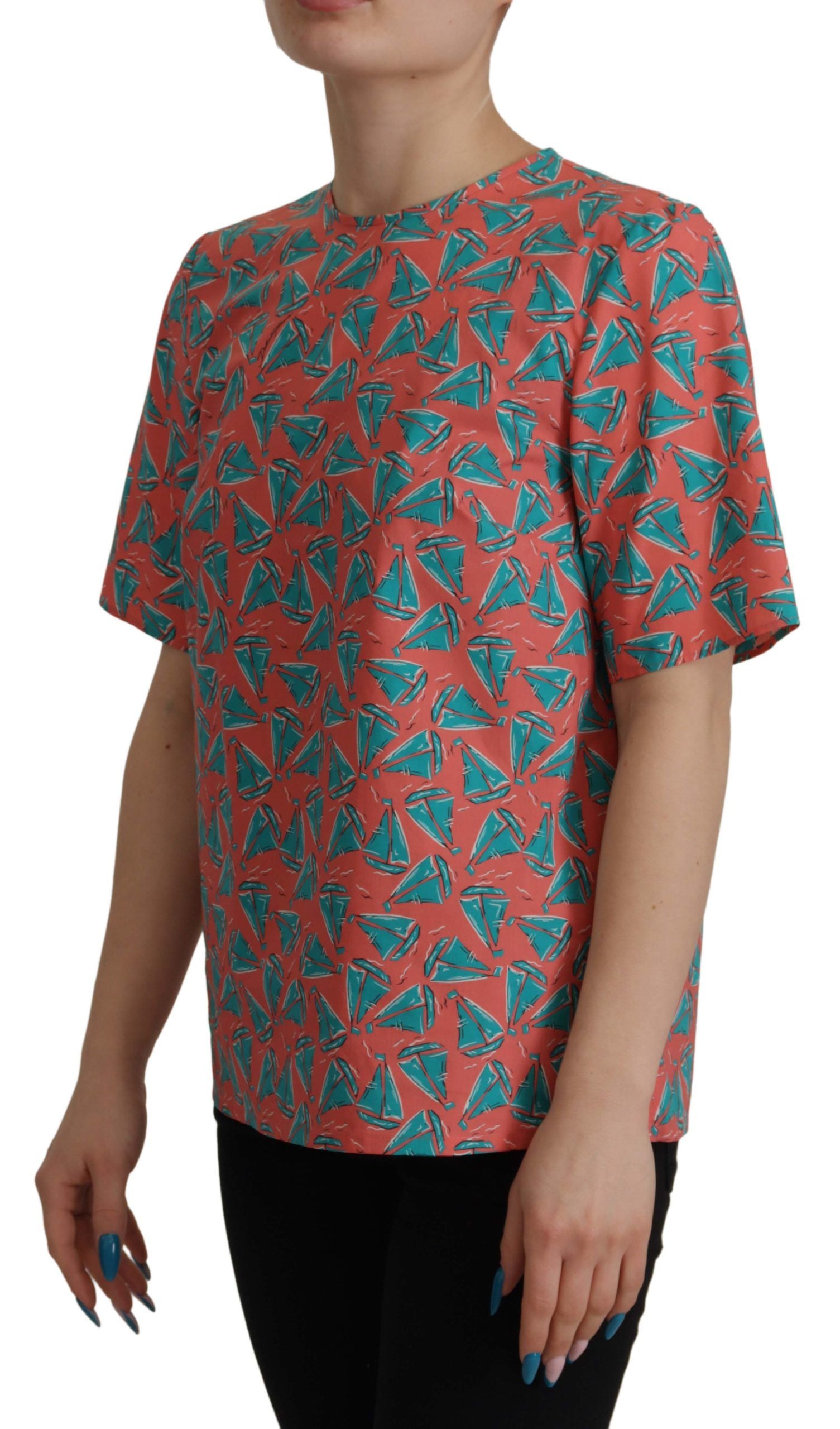 Памучно горнище Dolce &amp; Gabbana Chic Pink Sailboat Print