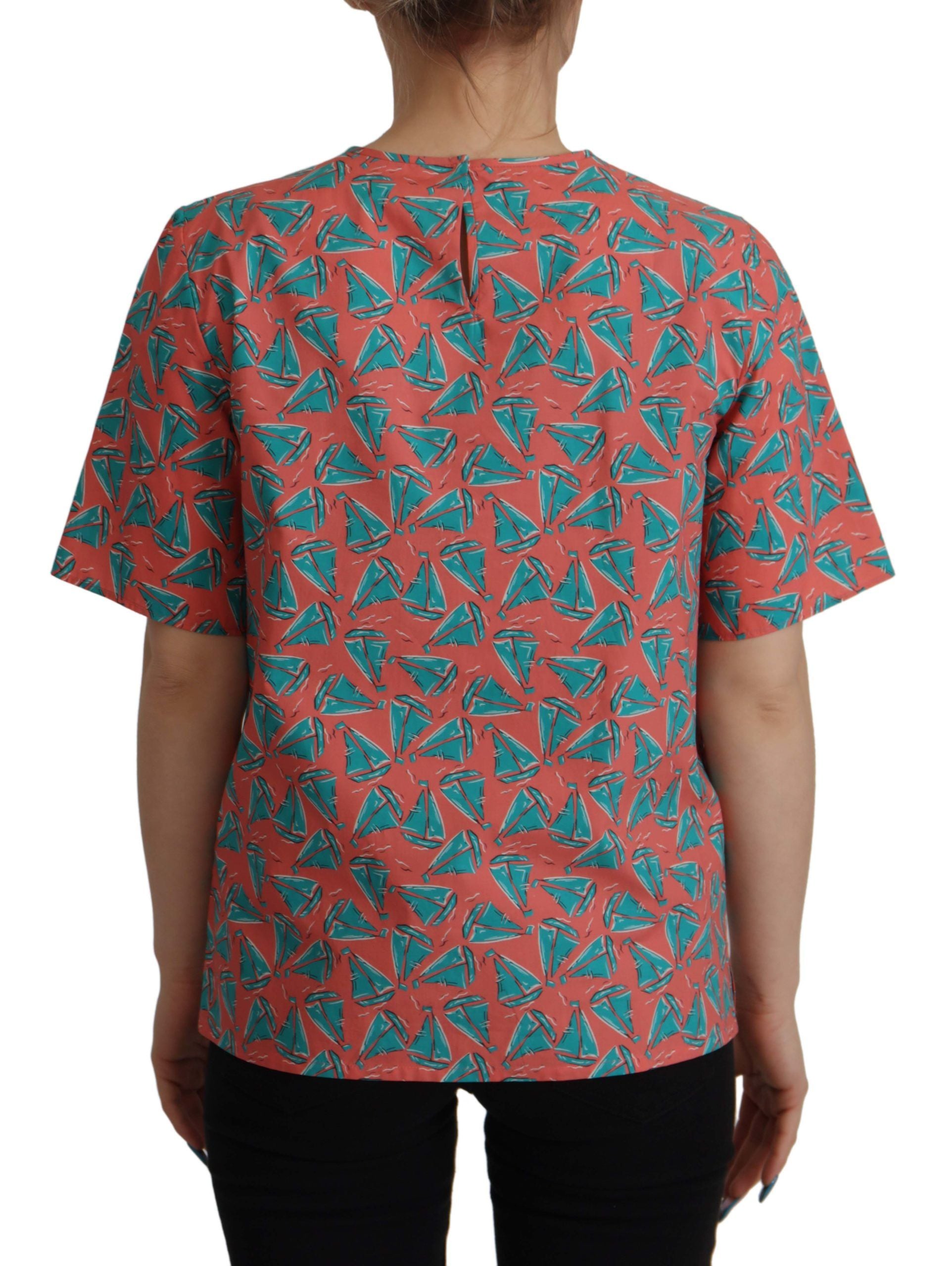 Памучно горнище Dolce &amp; Gabbana Chic Pink Sailboat Print