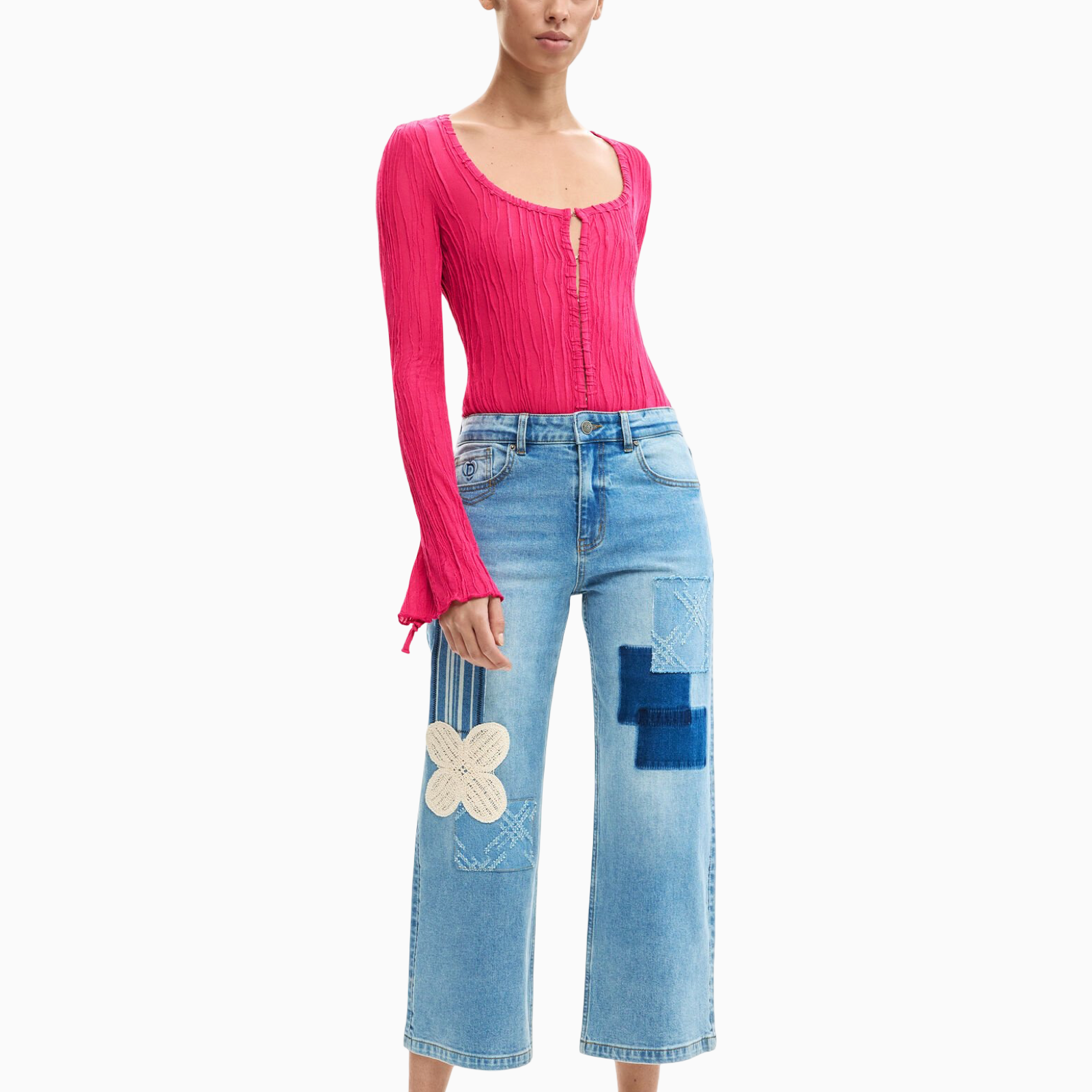 Дамски дънки Desigual Women Jeans 26SWDD24 5053 Front View