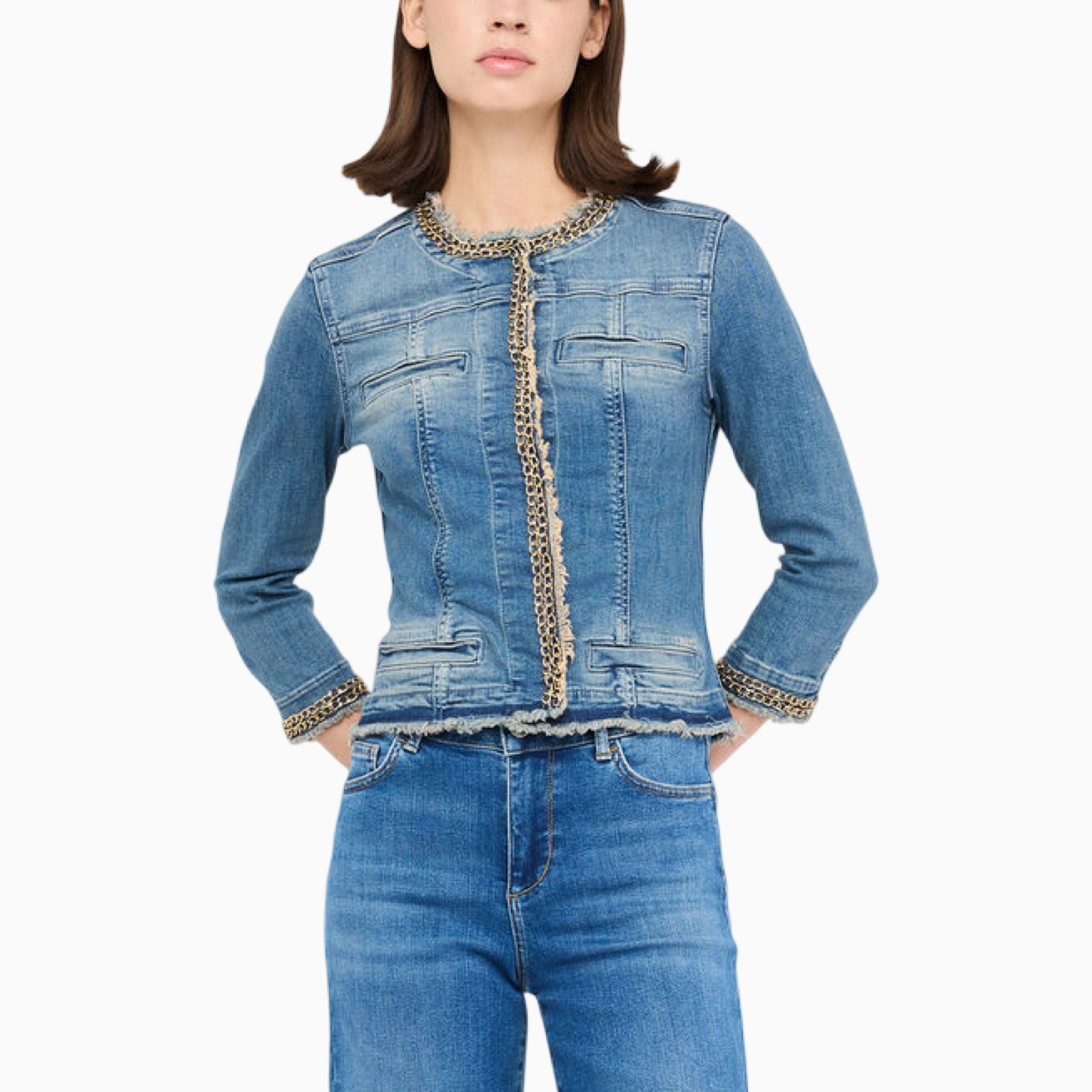 Дамско дънково яке Liu Jo Denim Jacket UXX039D4128 Front View