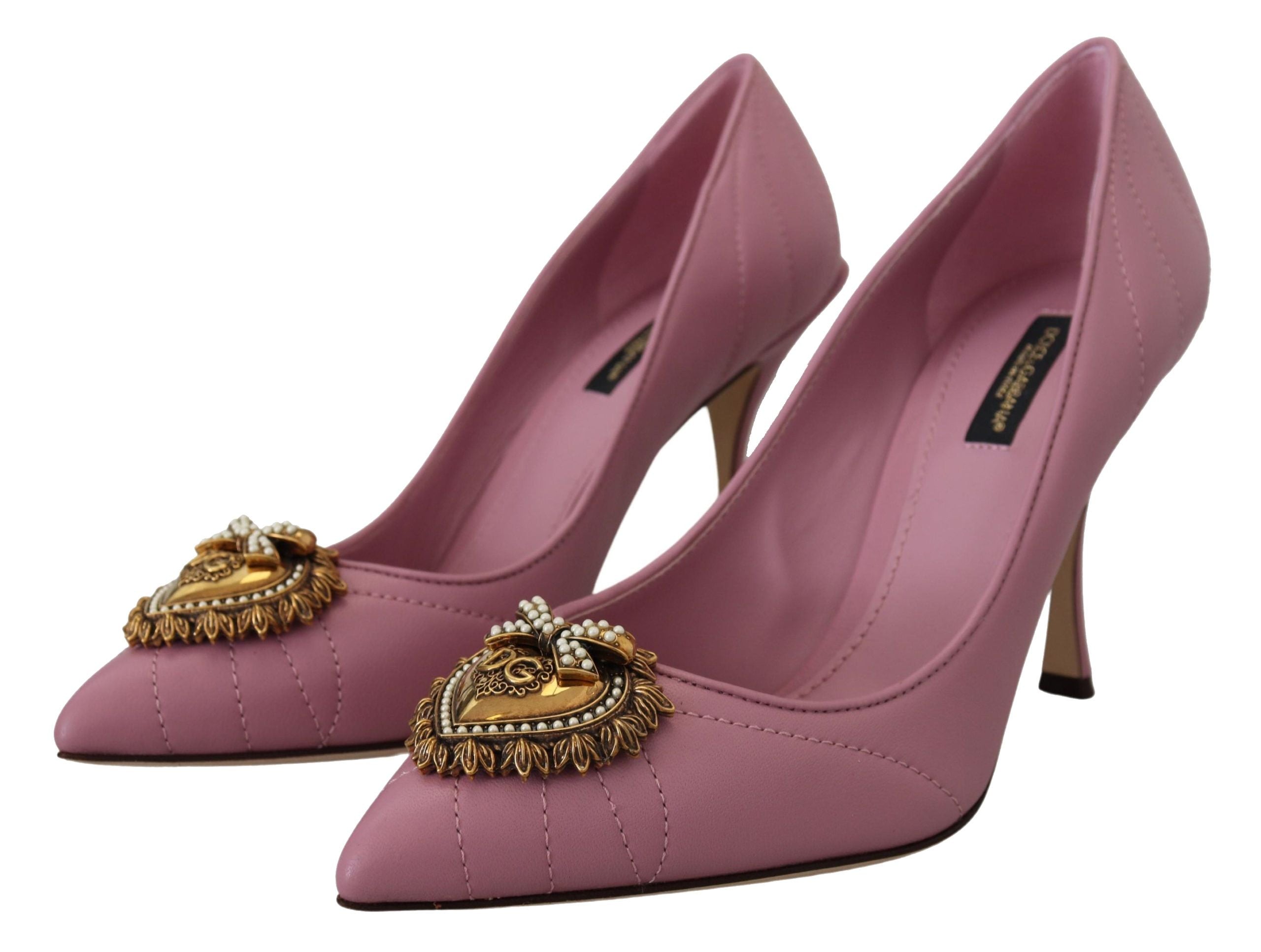 Кожени токчета Dolce &amp; Gabbana Devotion в розово