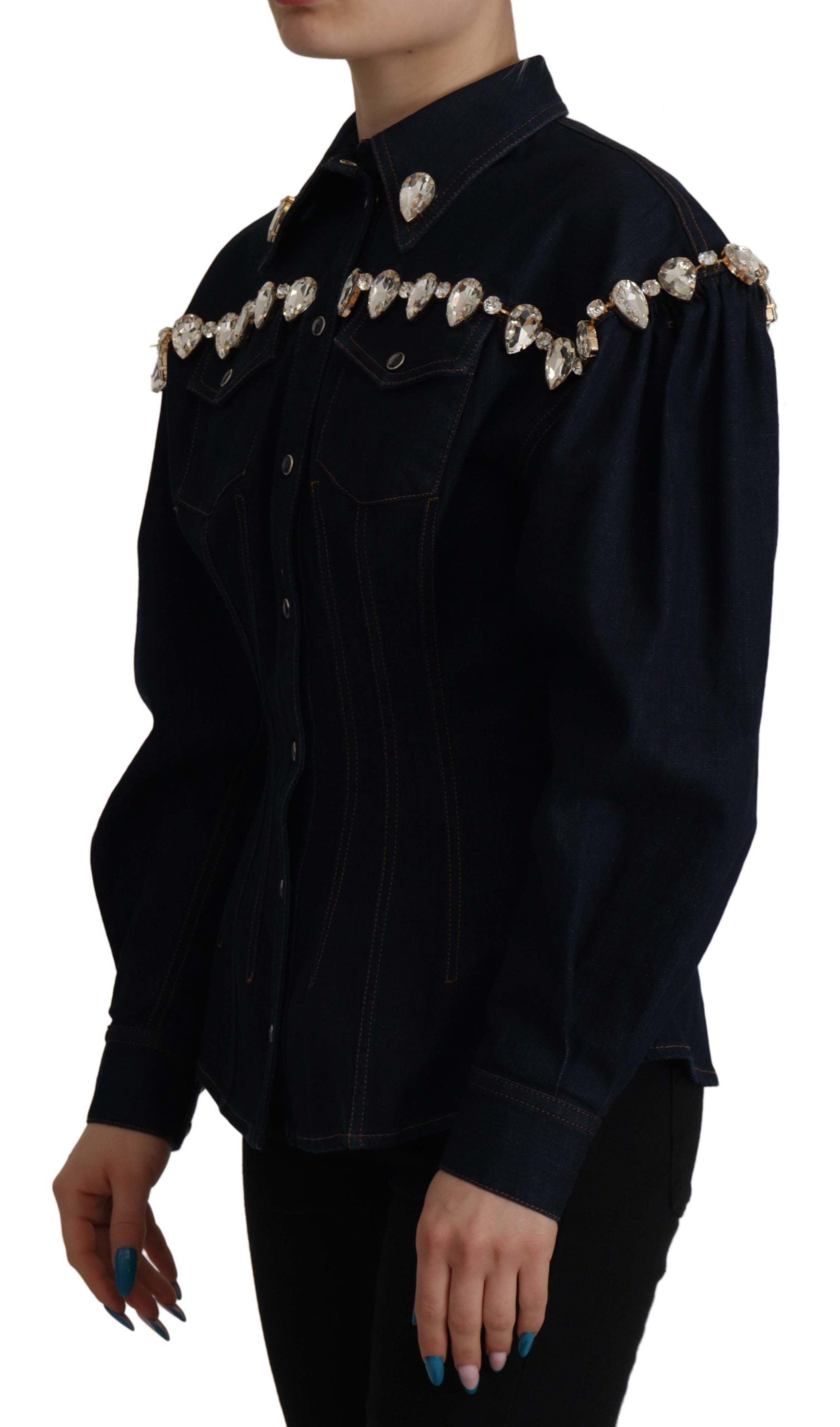 Елегантно дънково яке Dolce &amp; Gabbana, украсено с кристали
