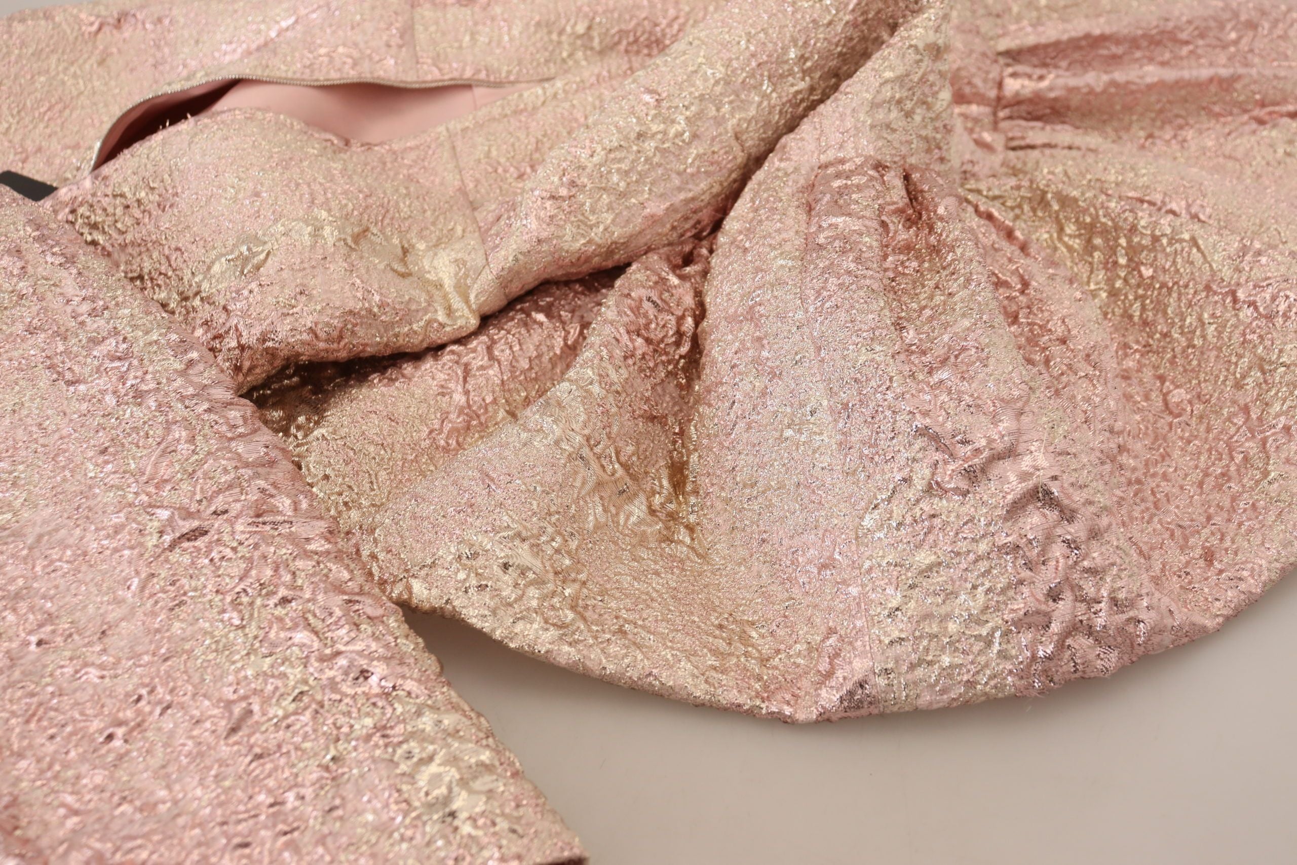 Dolce &amp; Gabbana Елегантна розова жакардова миди рокля-калъф