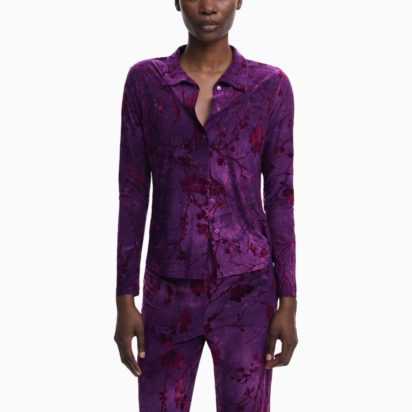 Дамска лилава риза Desigual Women Shirt 25WWTK29 Front View