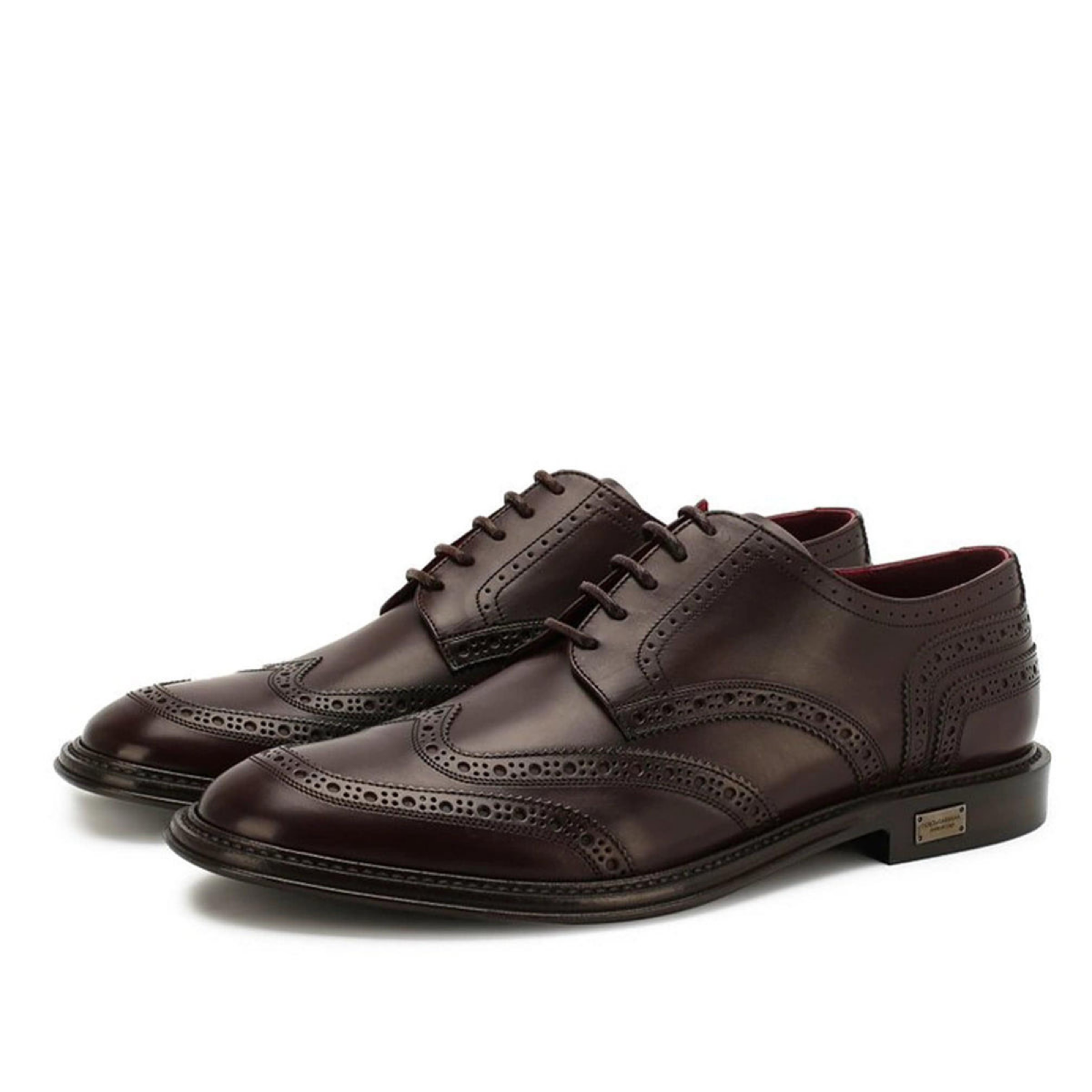 Мъжки кафяви официални обувки Dolce & Gabbana Derby Wingtip Men Formal Shoes A10421 AZ895