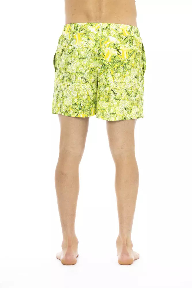 Мъжки плувни шорти от зелен полиестер Just Cavalli