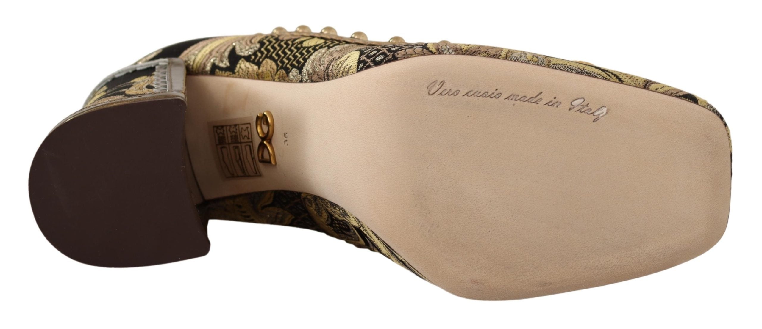 Dolce &amp; Gabbana Елегантни златни жакардови помпи с брокат