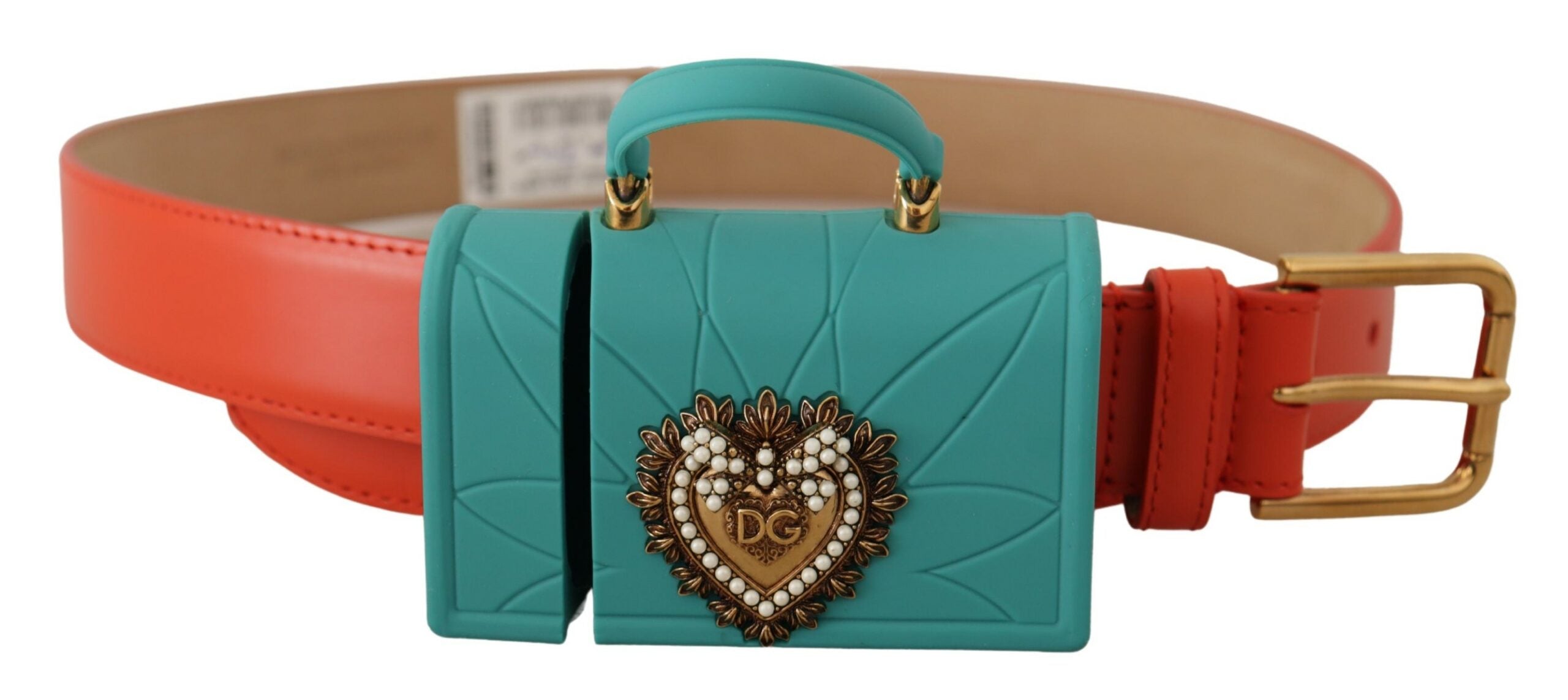 Dolce &amp; Gabbana Chic оранжев кожен колан с калъф за слушалки