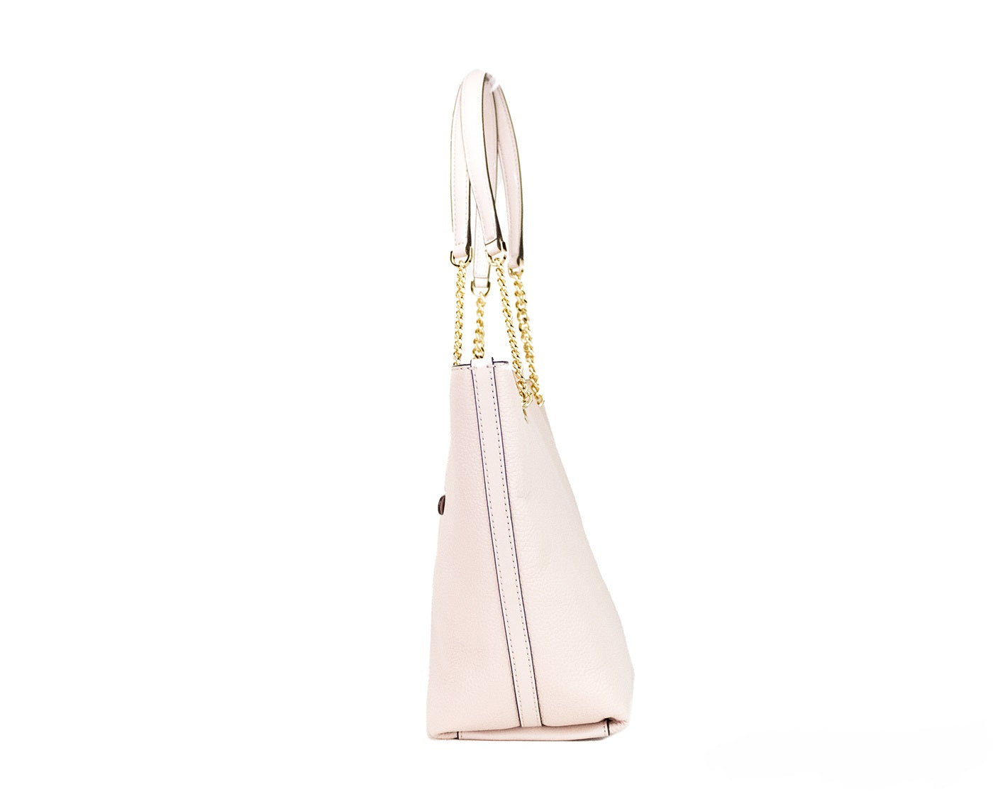 Michael Kors Jet Set Medium Powder Blush Кожена чанта с цип и верига отпред Портмоне