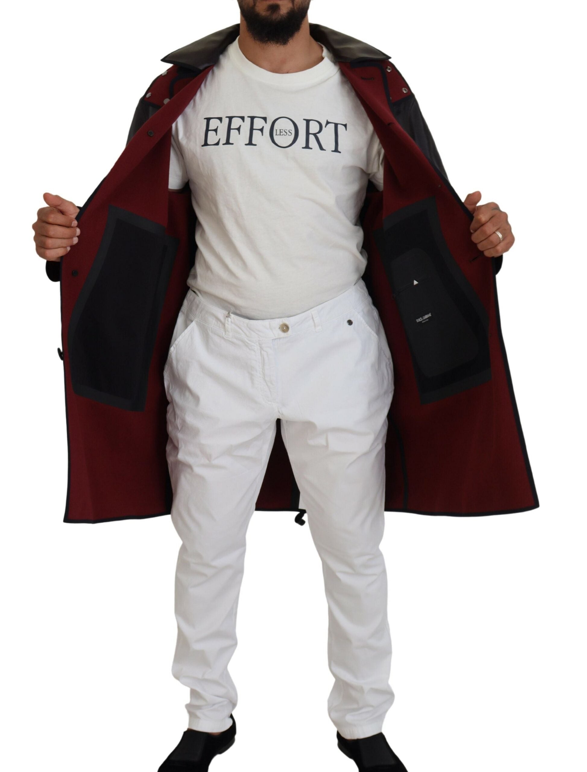 Елегантно палто парка с качулка Dolce &amp; Gabbana в черно и бордо