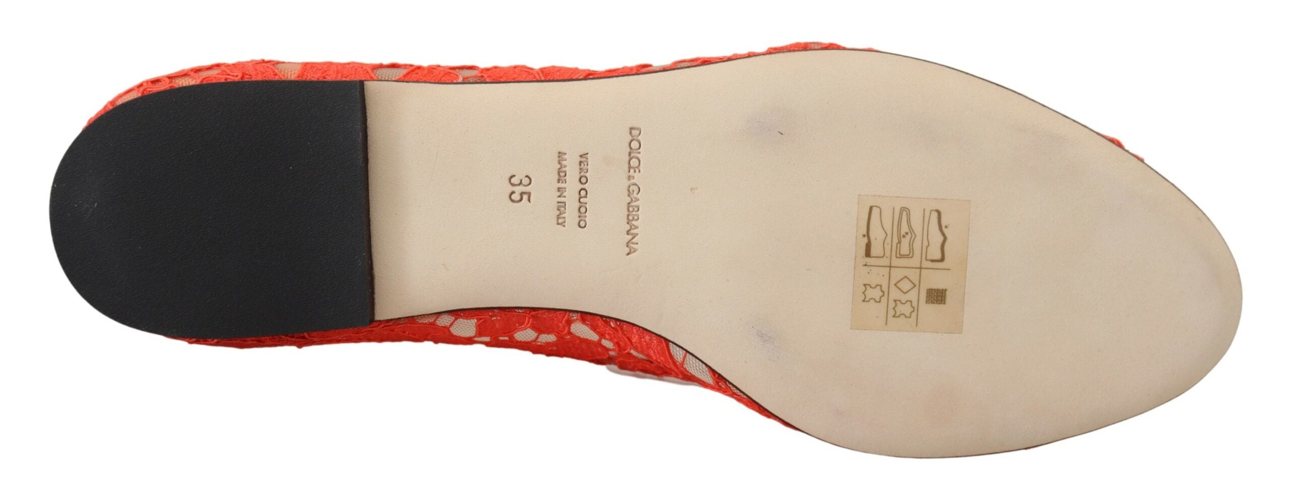 Dolce &amp; Gabbana Елегантни дантелени обувки Vally в коралово червено