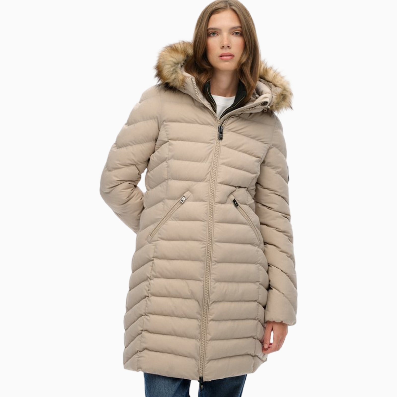 Дамско бежово яке Superdry Women Jacket W5011999A Front View