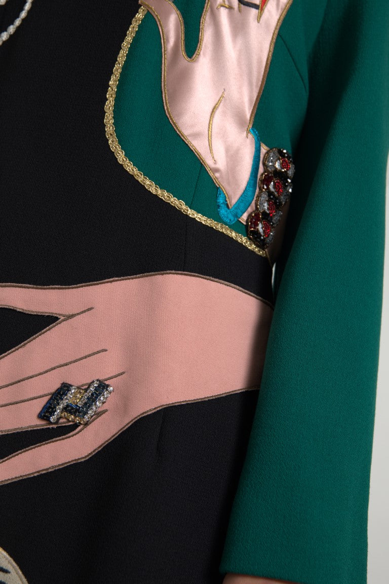 Dolce &amp; Gabbana Елегантна многоцветна вълнена рокля с А-силует