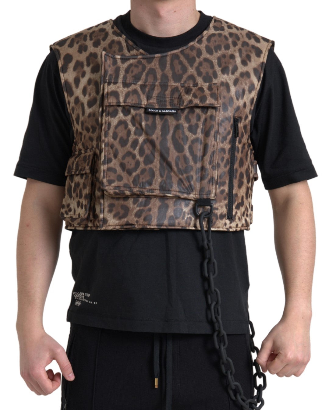 Dolce &amp; Gabbana Silk Leopard Vest Ексклузивно спортно облекло