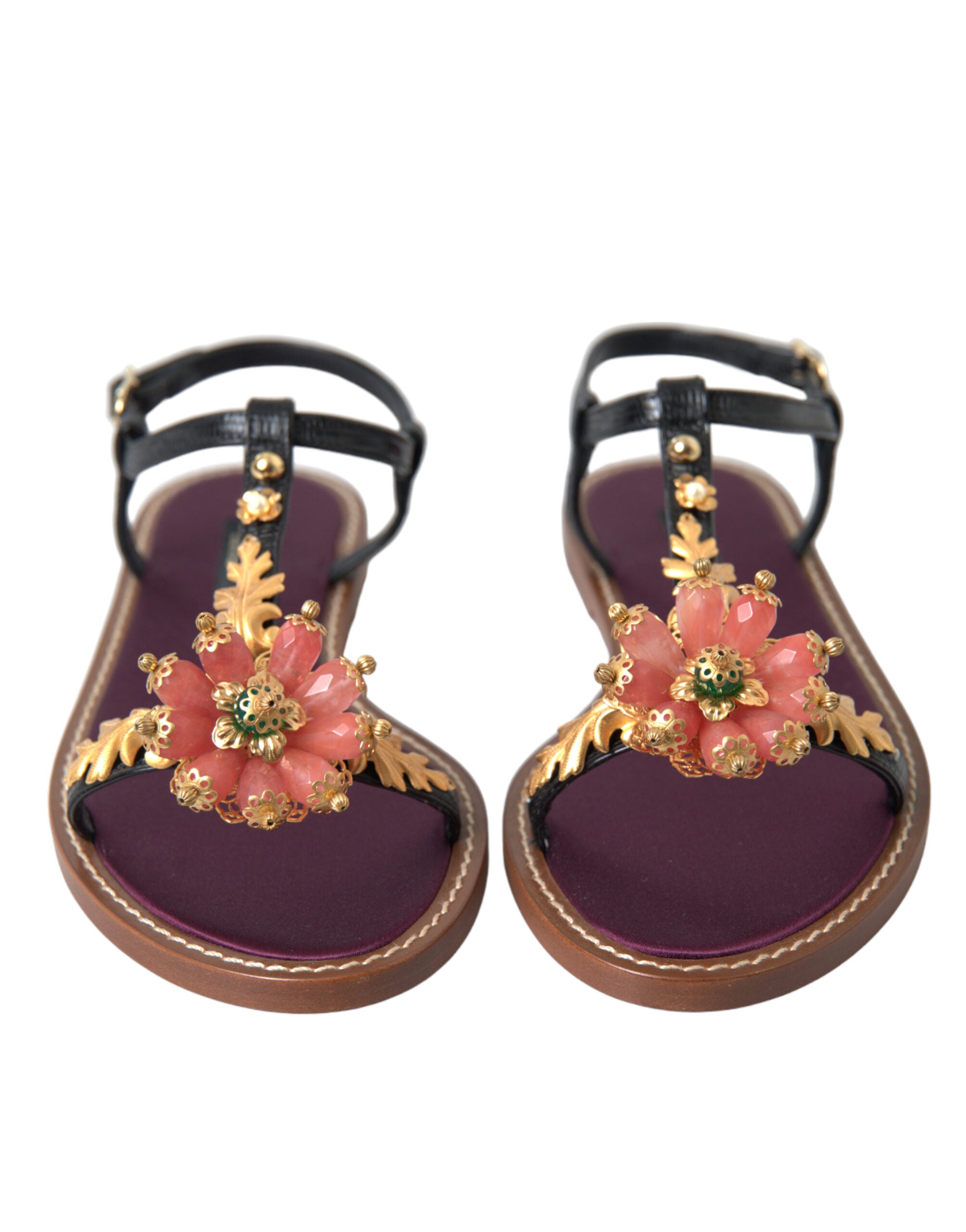 Dolce &amp; Gabbana Елегантни равни сандали, украсени с кристали