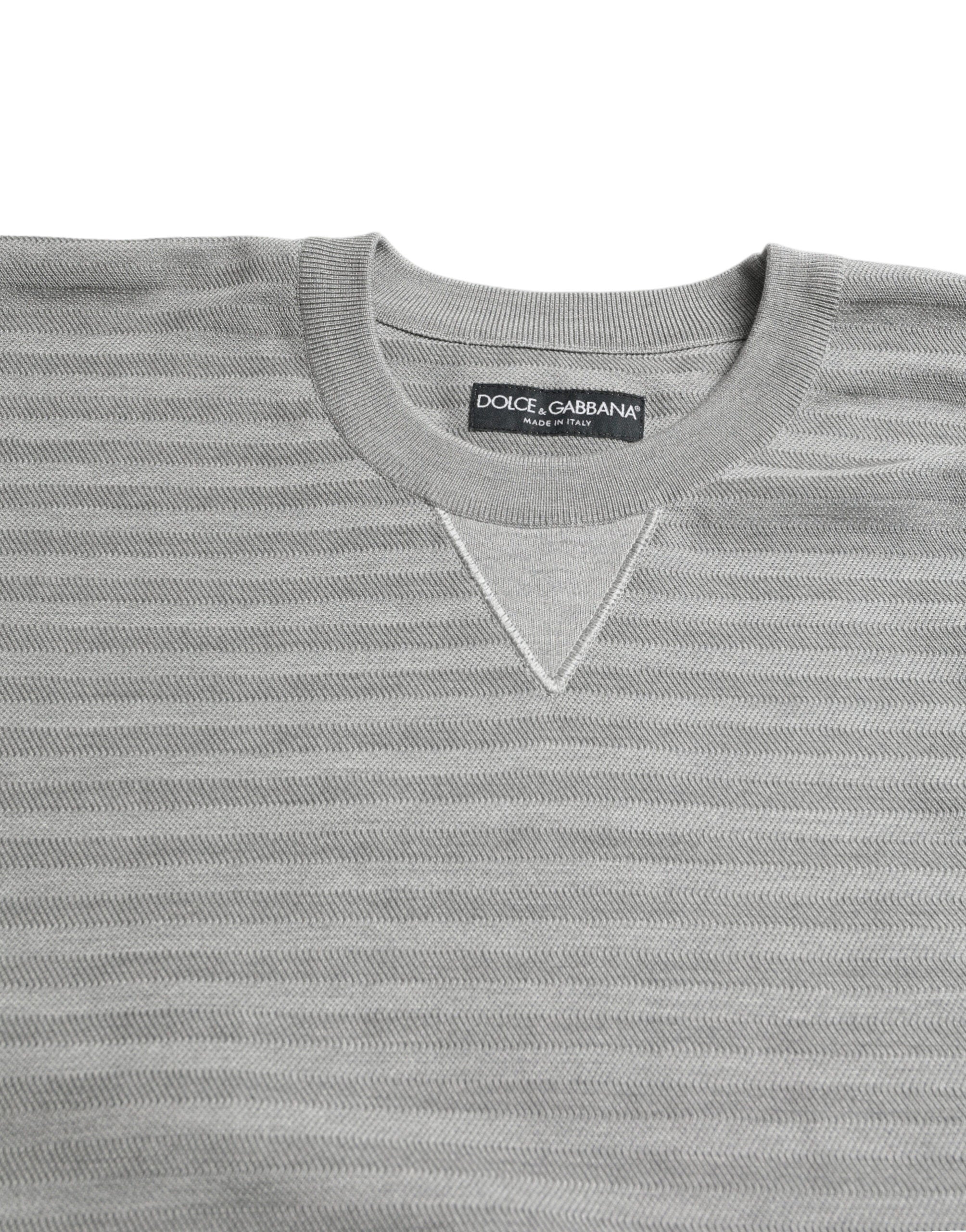 Елегантен пуловер Dolce &amp; Gabbana на копринени райета с кръгла яка