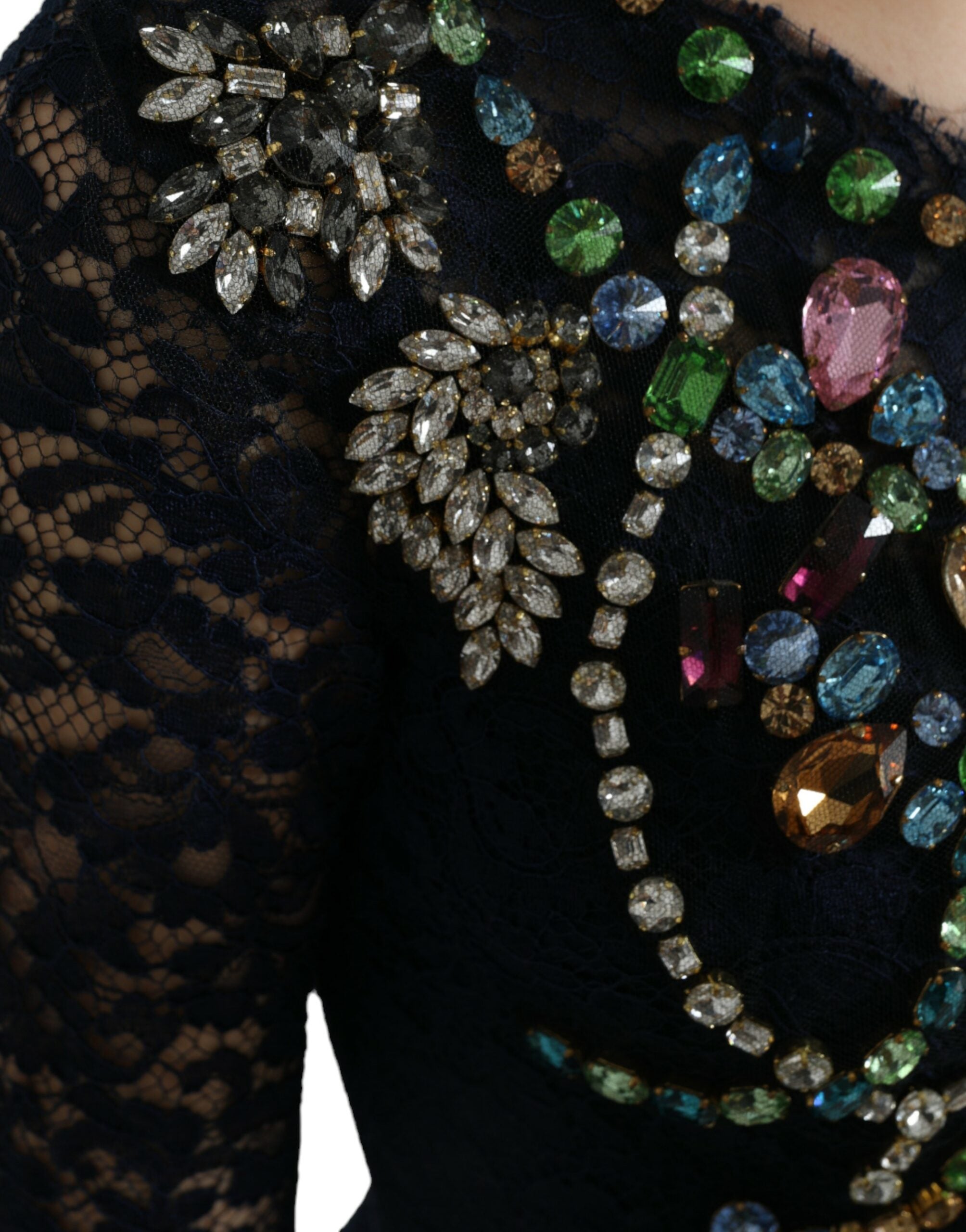 Dolce &amp; Gabbana, украсена с кристали, тъмносиня рокля