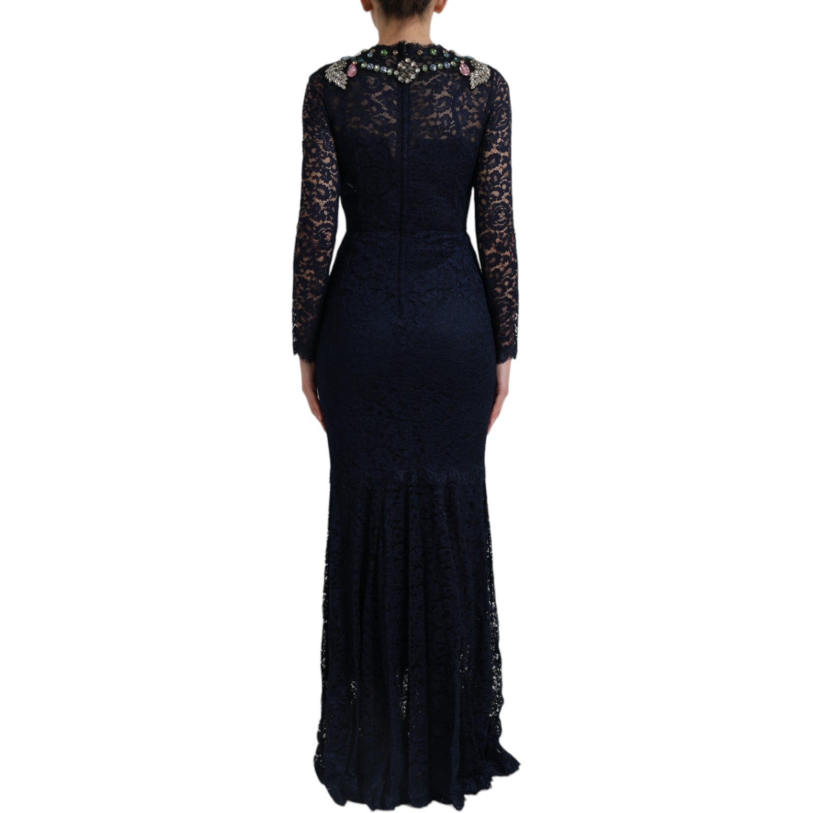 Dolce &amp; Gabbana, украсена с кристали, тъмносиня рокля