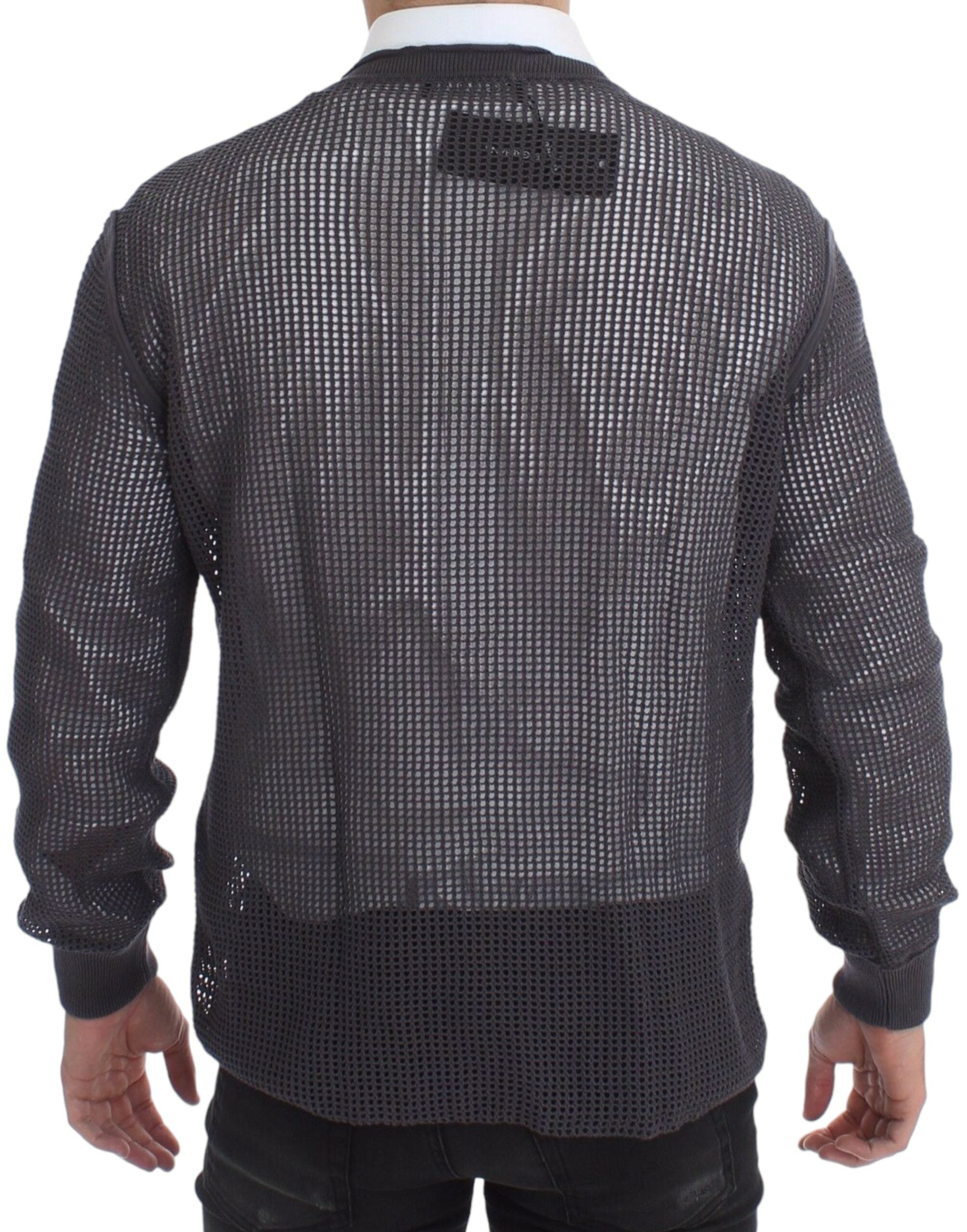 Елегантен мрежест пуловер с кръгла яка Dolce &amp; Gabbana в светло лилаво