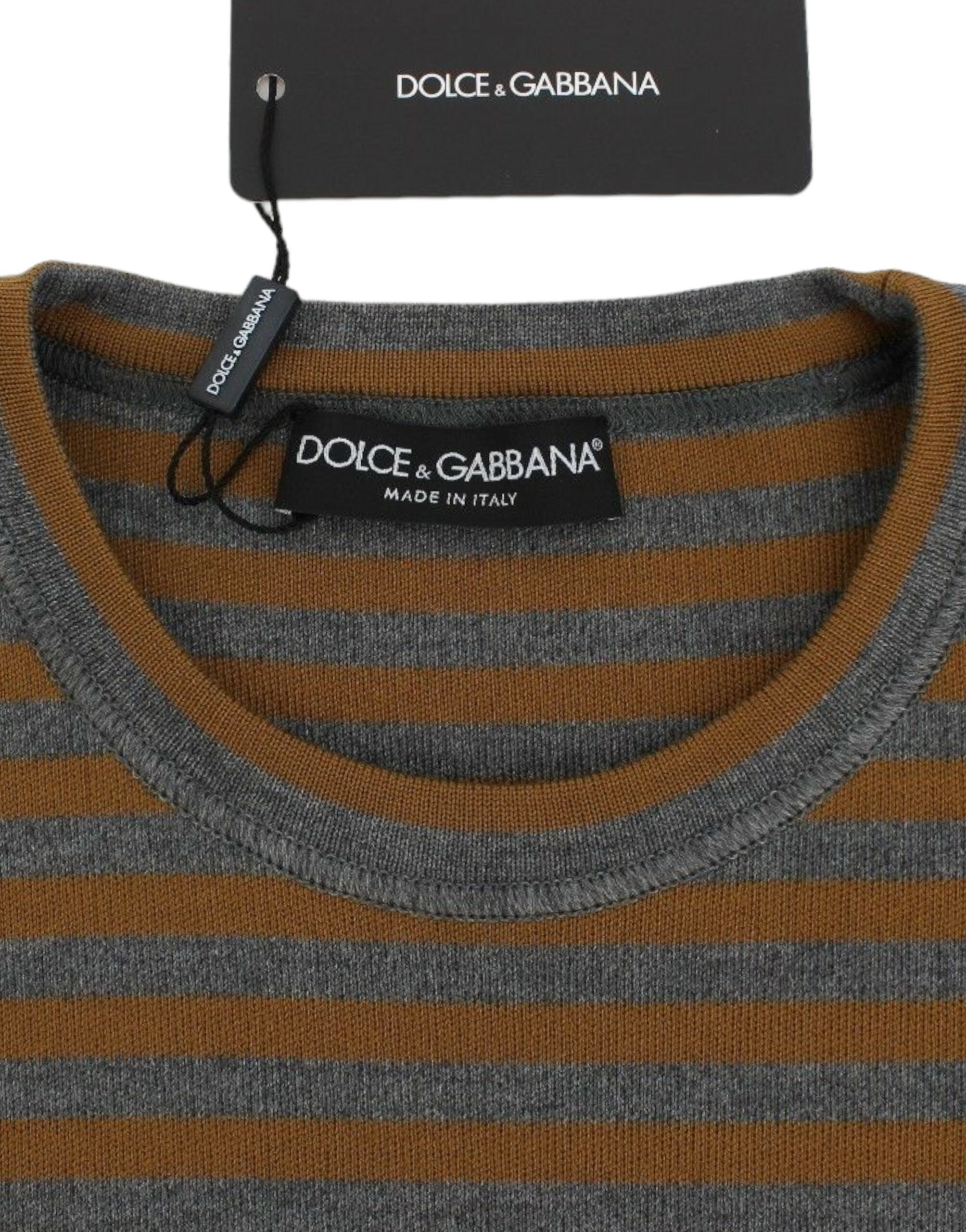 Голям пуловер на жълто и сиво райе Dolce &amp; Gabbana