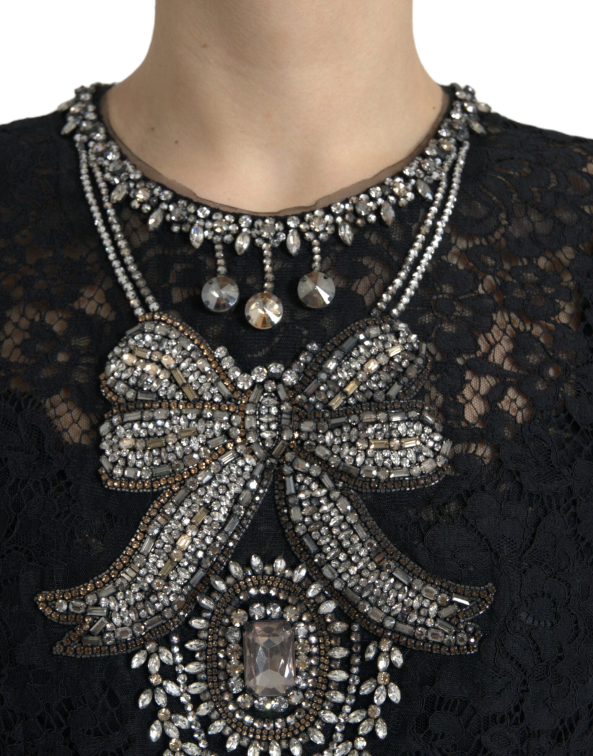 Dolce &amp; Gabbana Елегантна рокля-калъф, украсена с кристали