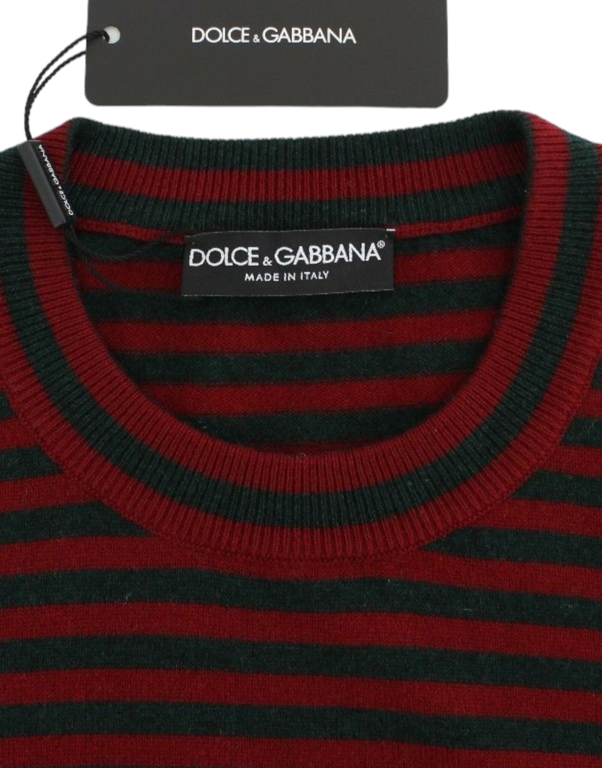 Елегантен кашмирен пуловер с кръгло деколте на райета Dolce &amp; Gabbana
