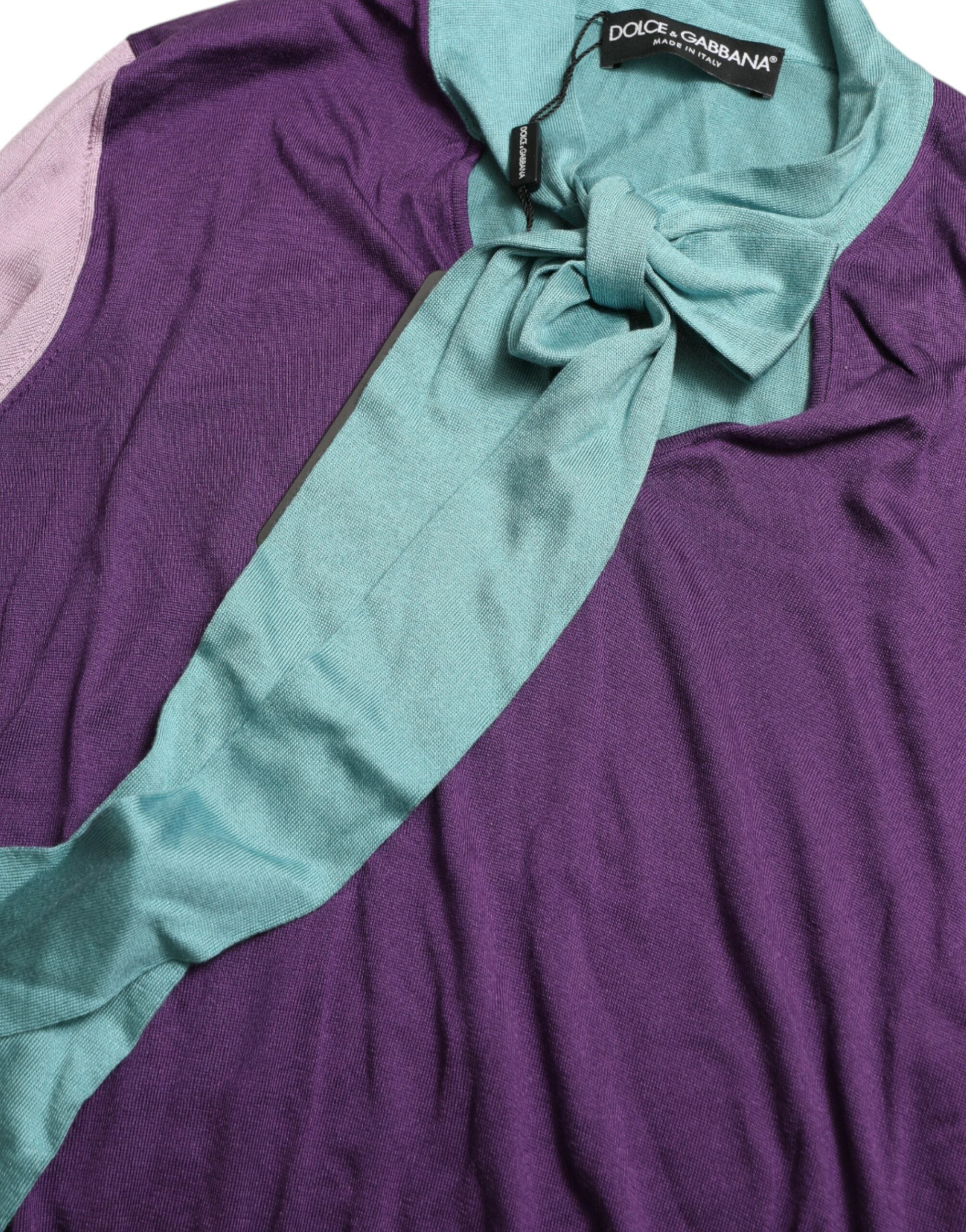 Многоцветен копринен пуловер с панделка Dolce &amp; Gabbana