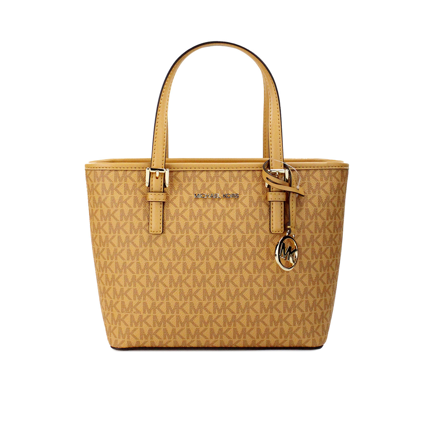 Michael Kors Jet Set Cider PVC Кожена XS Carryall Горна чанта с цип Портмоне