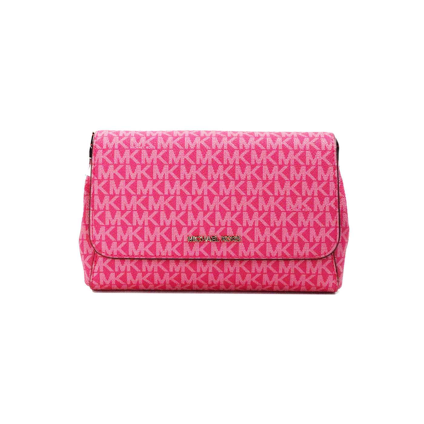 Michael Kors Jet Set Medium Electric Pink Convertible Pouchette Bag Crossbody