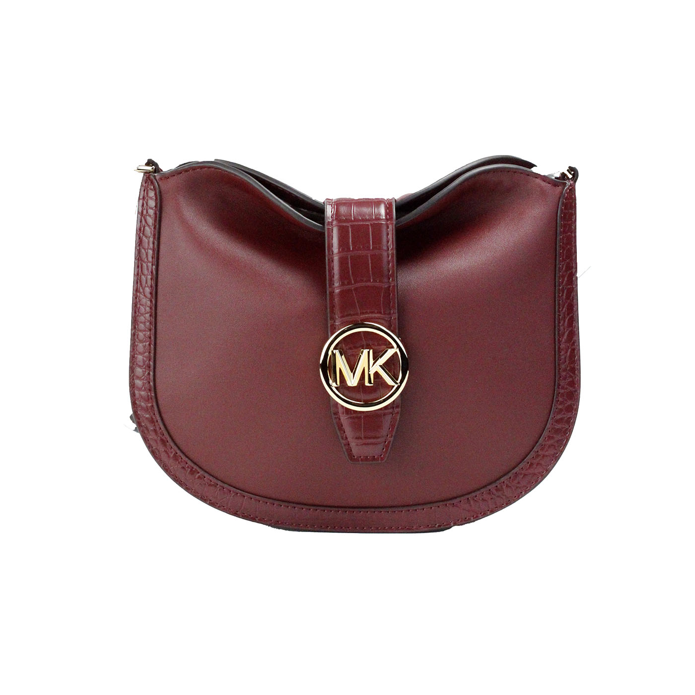 Michael Kors Gabby Малка тъмно черешова кожена сгъваема чанта Hobo Crossbody