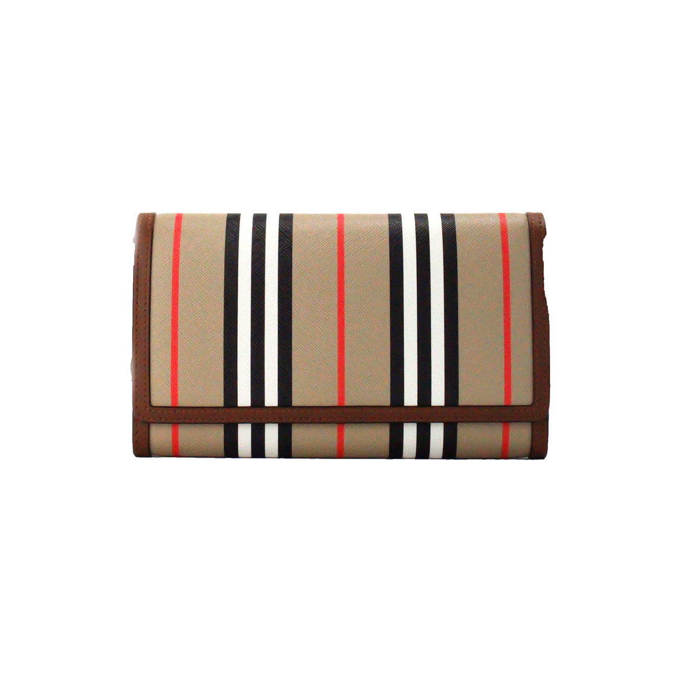 Burberry Hannah Icon Stripe Archive Tan E-Canvas Кожен портфейл Чанта през рамо