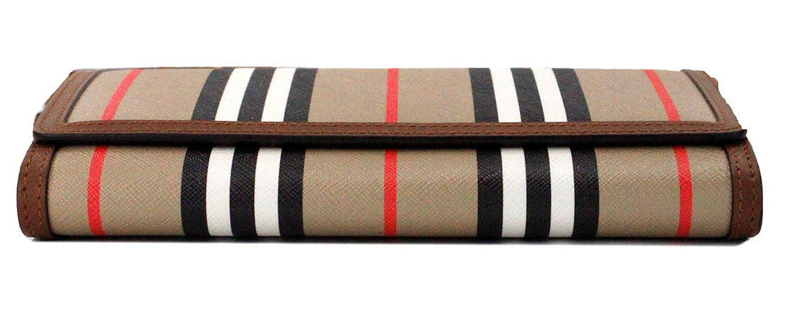 Burberry Hannah Icon Stripe Archive Tan E-Canvas Кожен портфейл Чанта през рамо