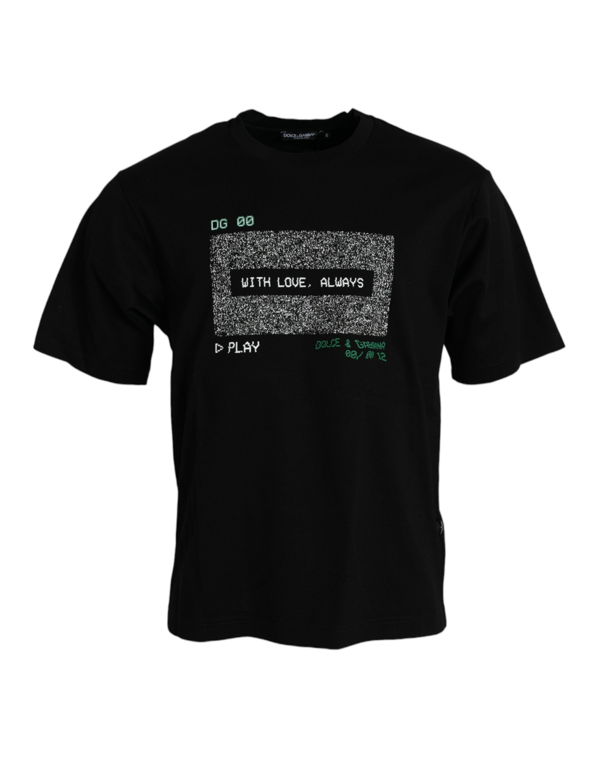 Тениска Dolce &amp; Gabbana Black With Love Always с кръгло деколте