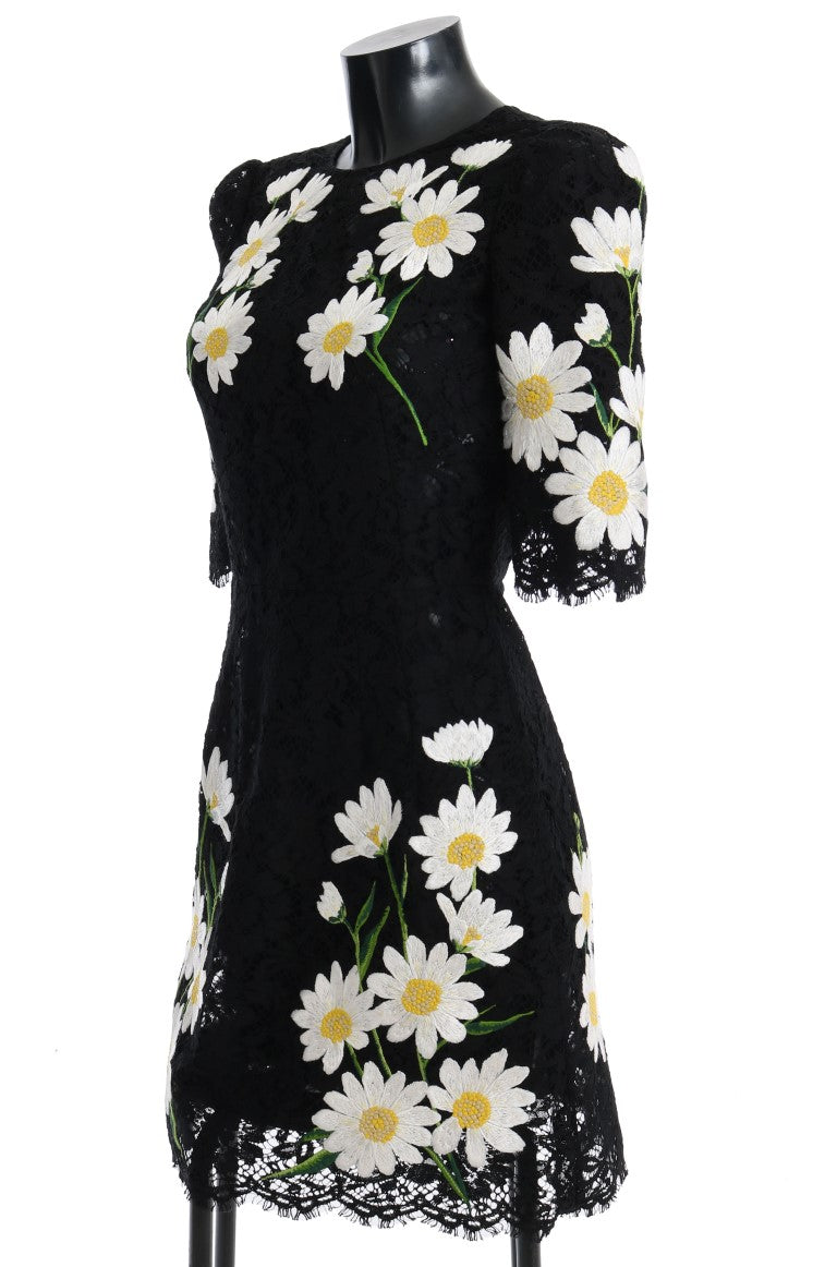 Dolce &amp; Gabbana, черна рокля с бродирана лайка и флорална дантела